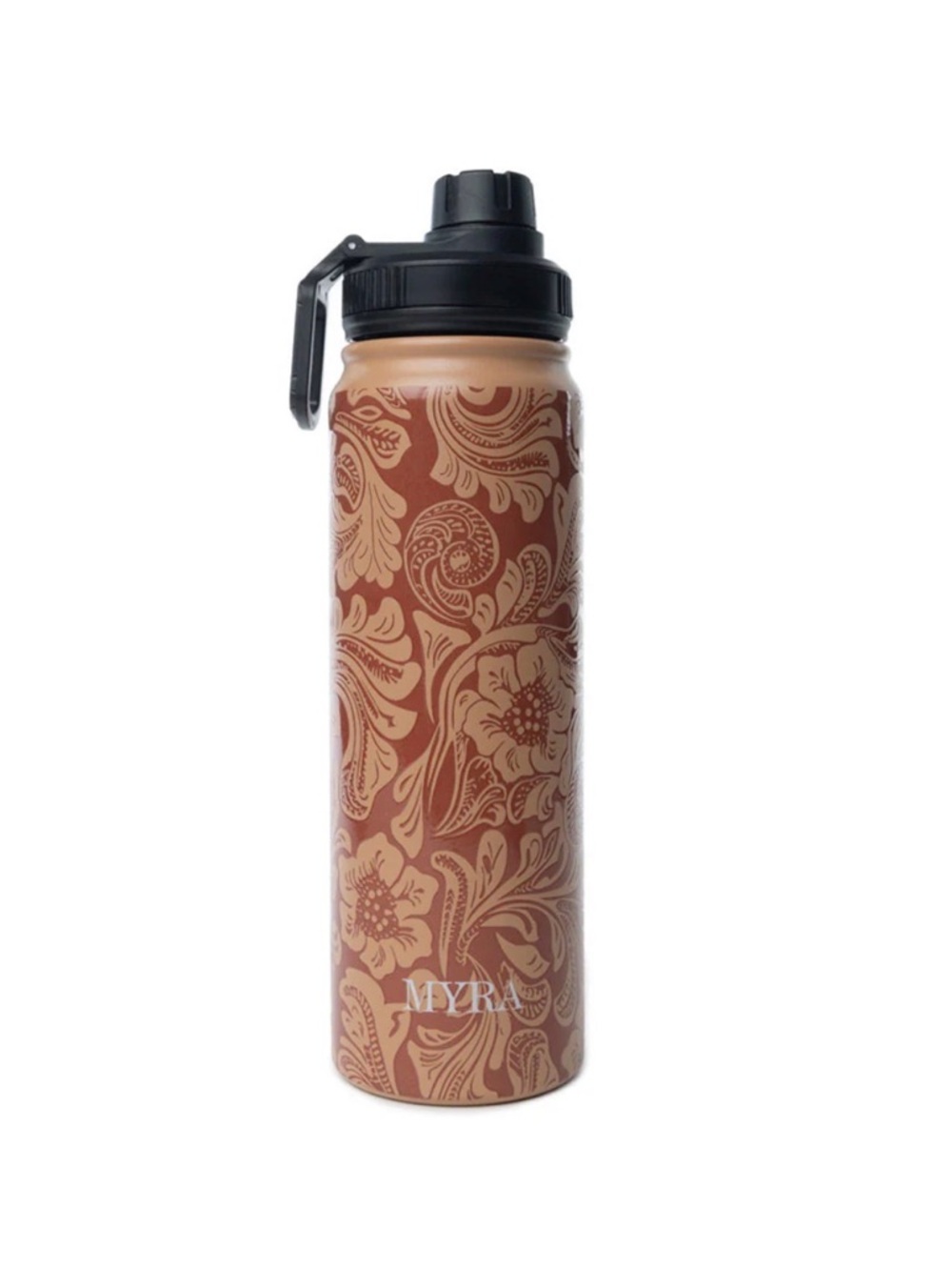 NWT MYRA Brown Tooled Pattern Stainless Water Bottle - Brown & Tan in 28 oz